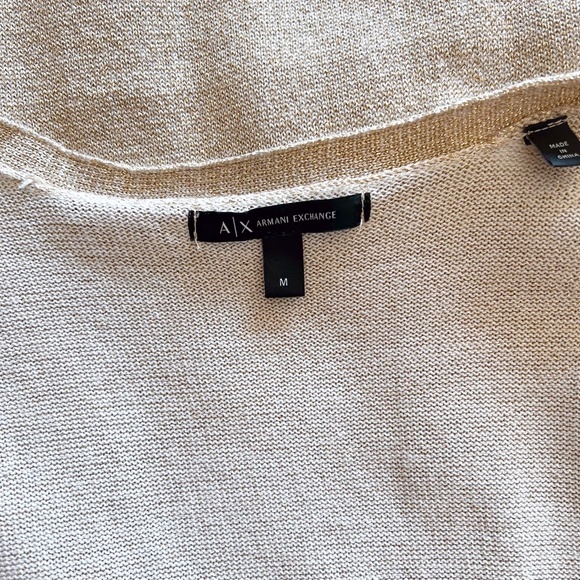 $160 Armani Exchange Gold Metallic Maxi Knit Open Cardigan Duster Merino Blend M - Picture 11 of 14